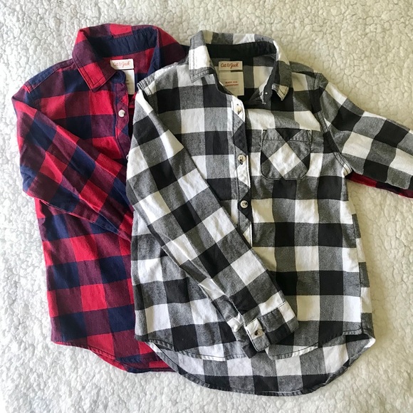 SOLD!!Cat & Jack Unisex Plaid Flannel Shirt Bundle - Picture 1 of 6